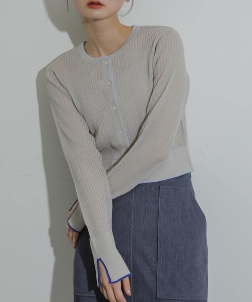 SENSE OF PLACE by URBAN RESEARCH（センスオブプレイスバイアーバンリサーチ）の「シアーカーディガン（カーディガン/ボレロ・レディース・ブラック/オレンジ/ライトグレー・ONE）」の3枚目の写真