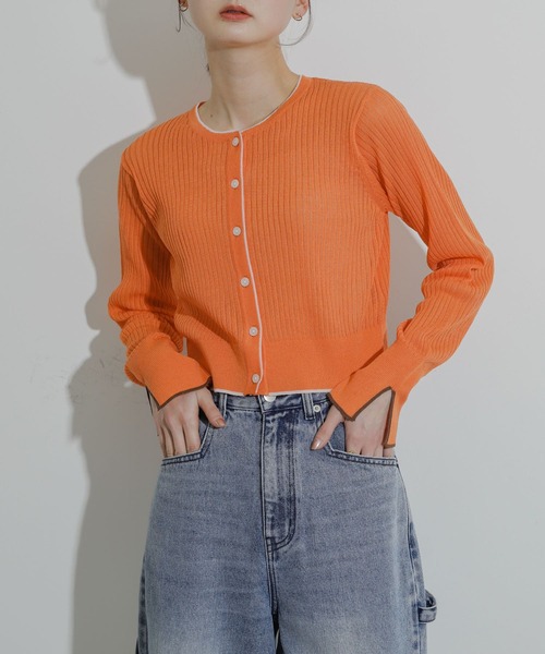 SENSE OF PLACE by URBAN RESEARCH（センスオブプレイスバイアーバンリサーチ）の「シアーカーディガン（カーディガン/ボレロ・レディース・ブラック/オレンジ/ライトグレー・ONE）」の17枚目の写真