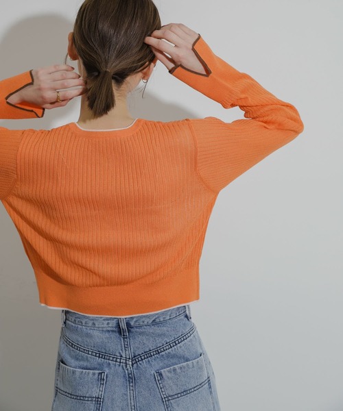 SENSE OF PLACE by URBAN RESEARCH（センスオブプレイスバイアーバンリサーチ）の「シアーカーディガン（カーディガン/ボレロ・レディース・ブラック/オレンジ/ライトグレー・ONE）」の16枚目の写真