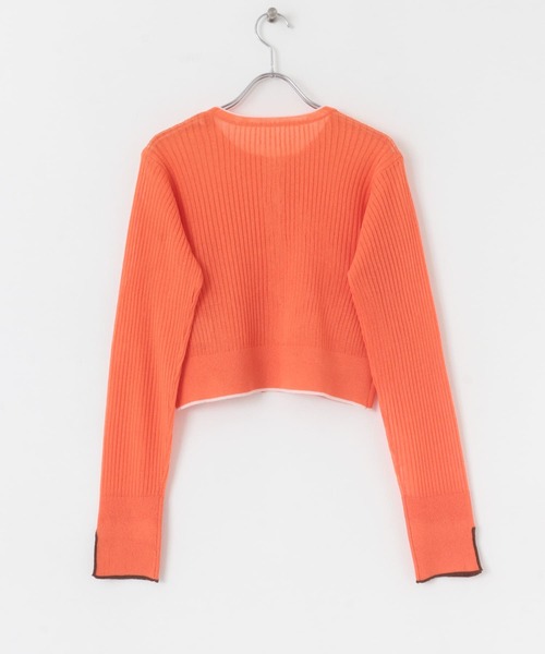 SENSE OF PLACE by URBAN RESEARCH（センスオブプレイスバイアーバンリサーチ）の「シアーカーディガン（カーディガン/ボレロ・レディース・ブラック/オレンジ/ライトグレー・ONE）」の10枚目の写真