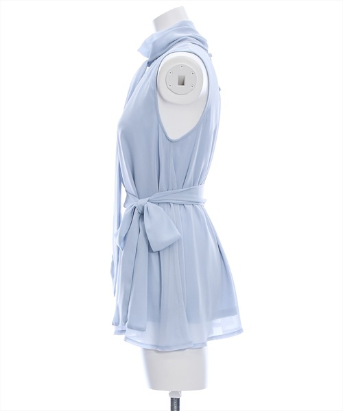 clear（クリア）の「スカーフ付きウエストリボンシフォンチュニック［ノースリーブ 大人 フェミニン］≪再入荷≫（チュニック・レディース・アイボリー/サックスブルー/ブラック・F）」の8枚目の写真