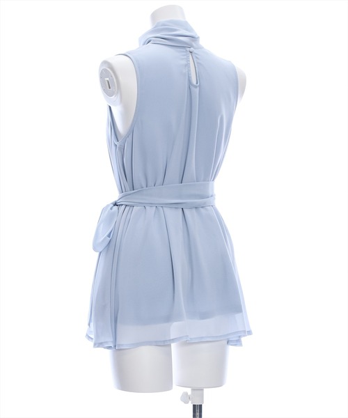 clear（クリア）の「スカーフ付きウエストリボンシフォンチュニック［ノースリーブ 大人 フェミニン］≪再入荷≫（チュニック・レディース・アイボリー/サックスブルー/ブラック・F）」の9枚目の写真