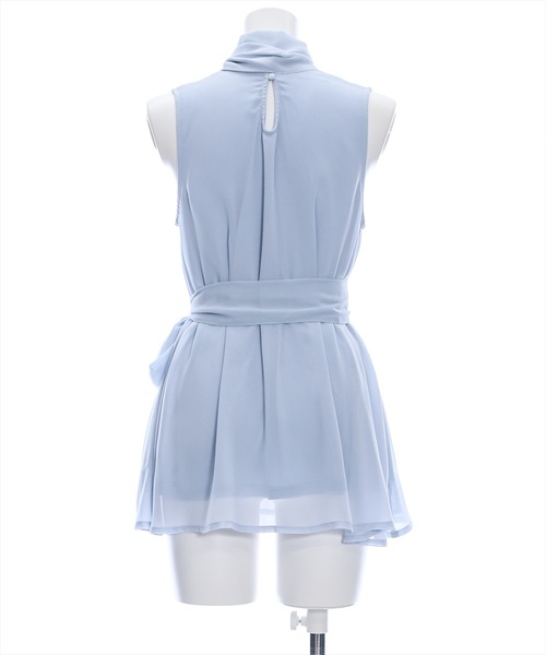 clear（クリア）の「スカーフ付きウエストリボンシフォンチュニック［ノースリーブ 大人 フェミニン］≪再入荷≫（チュニック・レディース・アイボリー/サックスブルー/ブラック・F）」の10枚目の写真