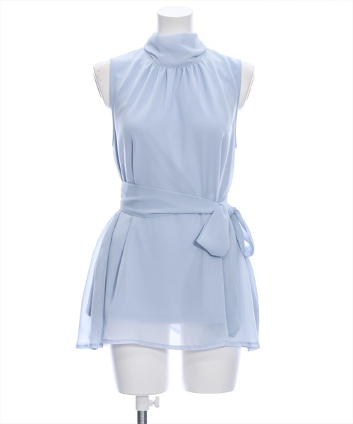 clear（クリア）の「スカーフ付きウエストリボンシフォンチュニック［ノースリーブ 大人 フェミニン］≪再入荷≫（チュニック・レディース・アイボリー/サックスブルー/ブラック・F）」の12枚目の写真