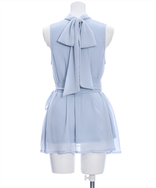 clear（クリア）の「スカーフ付きウエストリボンシフォンチュニック［ノースリーブ 大人 フェミニン］≪再入荷≫（チュニック・レディース・アイボリー/サックスブルー/ブラック・F）」の13枚目の写真