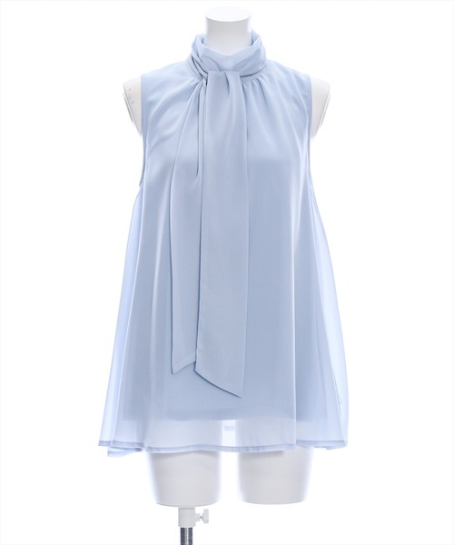 clear（クリア）の「スカーフ付きウエストリボンシフォンチュニック［ノースリーブ 大人 フェミニン］≪再入荷≫（チュニック・レディース・アイボリー/サックスブルー/ブラック・F）」の14枚目の写真