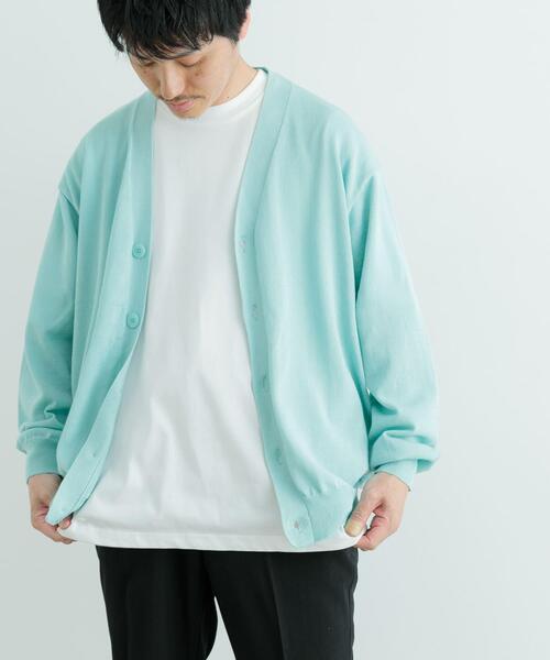 ITEMS URBANRESEARCH（アイテムズ アーバンリサーチ）の「ハイゲージ天竺ニット カーディガン（カーディガン/ボレロ・メンズ・ミント/ブラック・MEDIUM/LARGE）」の4枚目の写真