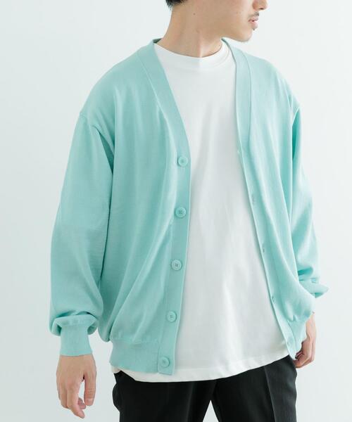 ITEMS URBANRESEARCH（アイテムズ アーバンリサーチ）の「ハイゲージ天竺ニット カーディガン（カーディガン/ボレロ・メンズ・ミント/ブラック・MEDIUM/LARGE）」の5枚目の写真