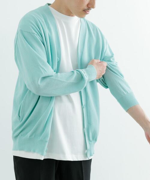 ITEMS URBANRESEARCH（アイテムズ アーバンリサーチ）の「ハイゲージ天竺ニット カーディガン（カーディガン/ボレロ・メンズ・ミント/ブラック・MEDIUM/LARGE）」の6枚目の写真