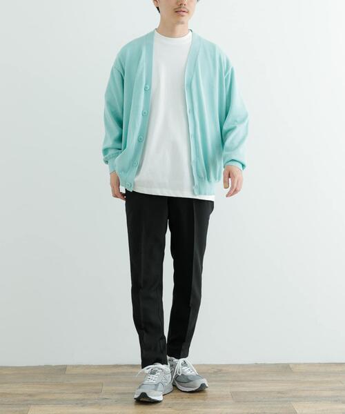 ITEMS URBANRESEARCH（アイテムズ アーバンリサーチ）の「ハイゲージ天竺ニット カーディガン（カーディガン/ボレロ・メンズ・ミント/ブラック・MEDIUM/LARGE）」の8枚目の写真