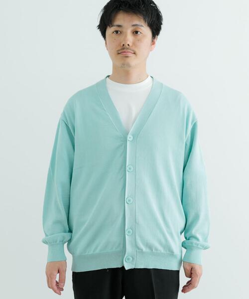 ITEMS URBANRESEARCH（アイテムズ アーバンリサーチ）の「ハイゲージ天竺ニット カーディガン（カーディガン/ボレロ・メンズ・ミント/ブラック・MEDIUM/LARGE）」の9枚目の写真