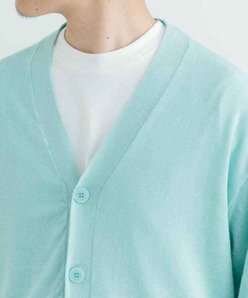 ITEMS URBANRESEARCH（アイテムズ アーバンリサーチ）の「ハイゲージ天竺ニット カーディガン（カーディガン/ボレロ・メンズ・ミント/ブラック・MEDIUM/LARGE）」の12枚目の写真