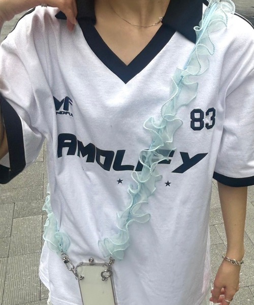 WEGO(ウィゴー)の「WEGO/フリルストラップ(スマホグッズ・レディース・ブラック/グレー/ピンク/ホワイト/イエロー/サックスブルー・FREE)」の4枚目の写真