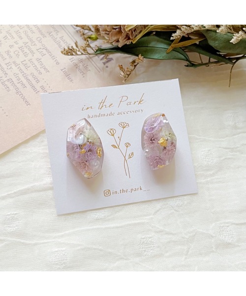 tone（トーン）の「【in the Park】ひとつぶ鉱石ピアス(MA)（ピアス（両耳用）・レディース・パープル系その他/ライトパープル・FREE）」の2枚目の写真
