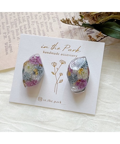 tone（トーン）の「【in the Park】ひとつぶ鉱石ピアス(MA)（ピアス（両耳用）・レディース・パープル系その他/ライトパープル・FREE）」の5枚目の写真