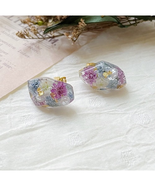 tone（トーン）の「【in the Park】ひとつぶ鉱石ピアス(MA)（ピアス（両耳用）・レディース・パープル系その他/ライトパープル・FREE）」の6枚目の写真