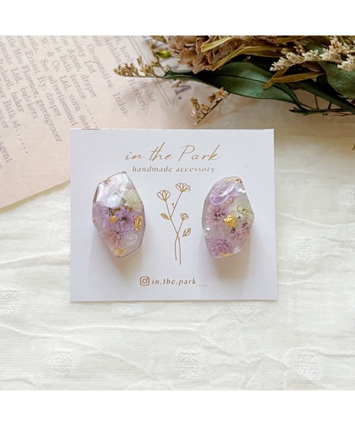 tone（トーン）の「【in the Park】ひとつぶ鉱石ピアス(MA)（ピアス（両耳用）・レディース・パープル系その他/ライトパープル・FREE）」の7枚目の写真