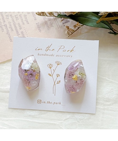 tone（トーン）の「【in the Park】ひとつぶ鉱石ピアス(MA)（ピアス（両耳用）・レディース・パープル系その他/ライトパープル・FREE）」の9枚目の写真
