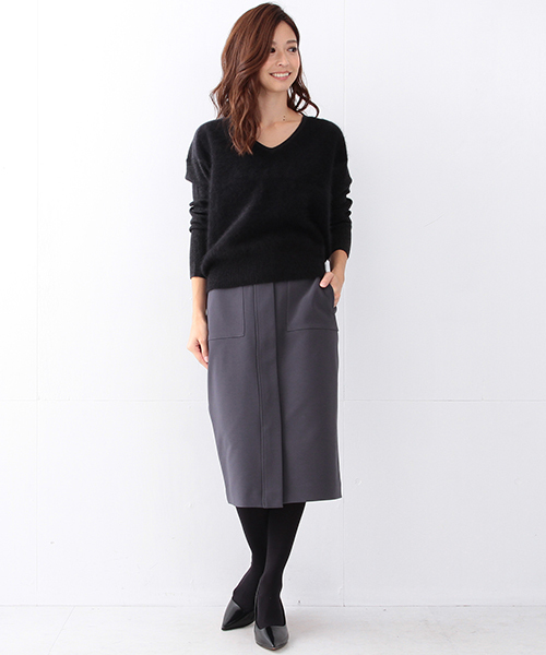 Demi-Luxe BEAMS（デミルクス ビームス）の「Demi-Luxe BEAMS / フロントあき タイトスカート（スカート・レディース・グレー/ブラック・38/36）」の14枚目の写真