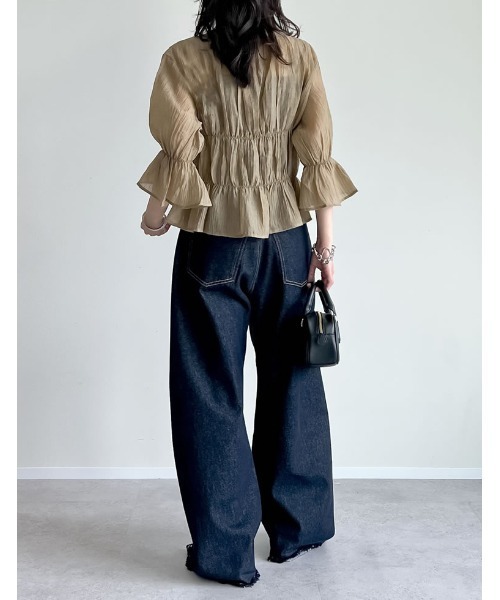 Re:EDIT（リエディ）の「[新色追加]楊柳シアーティアードブラウス（シャツ/ブラウス・レディース・ベージュ/ピンク/ホワイト/ブラック/ブルー・LARGE/MEDIUM）」の21枚目の写真