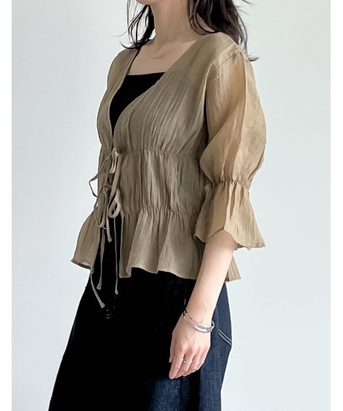 Re:EDIT（リエディ）の「[新色追加]楊柳シアーティアードブラウス（シャツ/ブラウス・レディース・ベージュ/ピンク/ホワイト/ブラック/ブルー・LARGE/MEDIUM）」の22枚目の写真