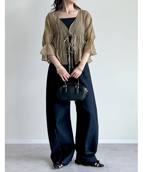 Re:EDIT（リエディ）の「[新色追加]楊柳シアーティアードブラウス（シャツ/ブラウス・レディース・ベージュ/ピンク/ホワイト/ブラック/ブルー・LARGE/MEDIUM）」の20枚目の写真