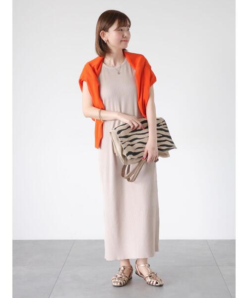 Lugnoncure（ルノンキュール）の「ランダムリブカットワンピース（ワンピース・レディース・ベージュ/チャコールグレー/ブラック・F）」の4枚目の写真