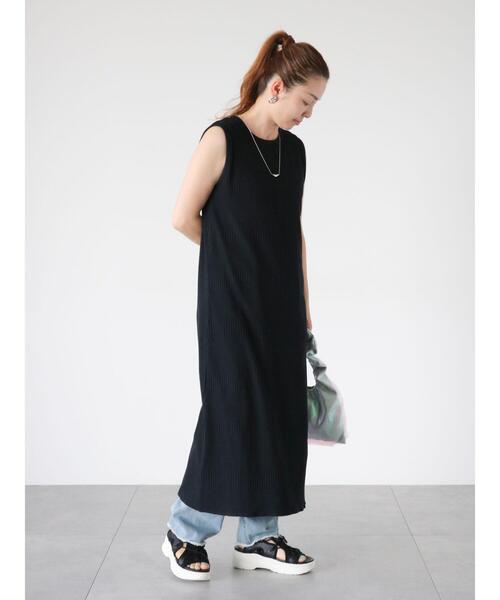 Lugnoncure（ルノンキュール）の「ランダムリブカットワンピース（ワンピース・レディース・ベージュ/チャコールグレー/ブラック・F）」の7枚目の写真