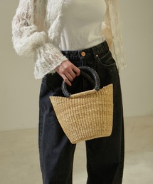 SALON adam et rope' | ボルガ丸底ニケフォルムバスケットS/無地黒ハンドル(かごバッグ)