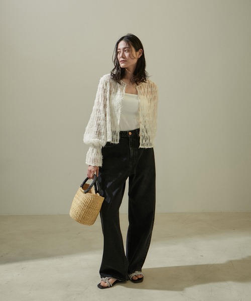 SALON adam et rope'(サロン アダム エ ロペ)の「ボルガ丸底ニケフォルムバスケットS/無地黒ハンドル(かごバッグ・レディース・ベージュ・FREE)」の6枚目の写真