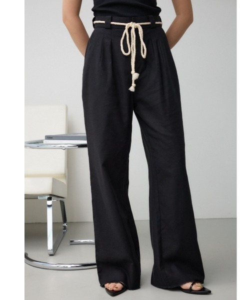 AZUL by moussy（アズールバイマウジー）の「ロープベルトワイドパンツ（その他パンツ・レディース・ブラック/ダークブラウン/ライトベージュ・SMALL/MEDIUM）」の2枚目の写真