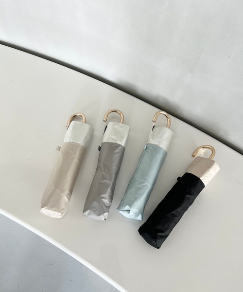 Me%（ミィパーセント）の「【晴雨兼用傘】バイカラーミニカサ 102553（折りたたみ傘・レディース・グレー/ベージュ/ブルー/ブラック・FREE）」の6枚目の写真