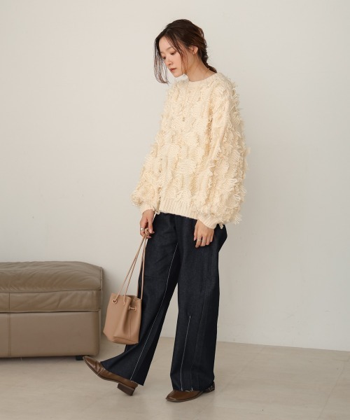 新品 UNUSED フリンジ シルク ニット セーター US2207 ベージュ 新品 UNUSED フリンジ シルク ニット セーター US2207 ベージュ