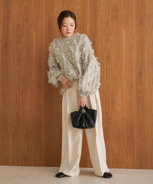 Bab(バブ)の「フリンジニットトップス(ニット/セーター・レディース・アイボリー/チャコールグレー/ライトグレー/ベージュ・FREE)」の21枚目の写真