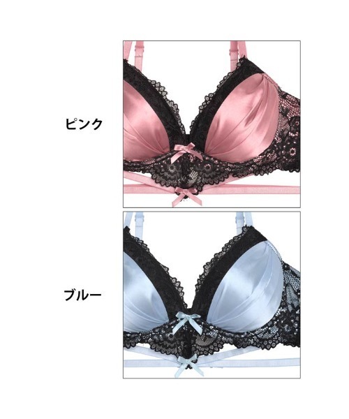 再入荷❤️ダブルリボンサテン❤️上下セット❤️全2色❤️胸下コード❤️バックレース❤️ 大人気❤️キュートサテンリボン❤️上下セット❤️全2色