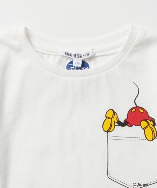 B:MING by BEAMS（ビーミングバイビームス）の「Disney｜ビーミング by ビームス / ミッキーマウス ポケットTシャツ 15SS（Tシャツ/カットソー・キッズ・ホワイト/ネイビー・110/90/100/130/120/140）」の5枚目の写真