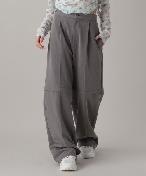 FOREVER 21（フォーエバー トゥエンティーワン）の「【2024FW】2WAYルーズスラックスパンツ（スラックス・レディース・グレー/ブラウン/ブラック・MEDIUM/SMALL）」の2枚目の写真