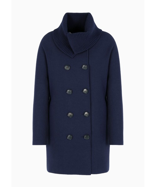 EMPORIO ARMANI（エンポリオアルマーニ）の「【エンポリオ アルマーニ】ダブルブレストコート バージンウール混紡ニット（ピーコート・レディース・ダークブルー・44/40/38/42/36）」の4枚目の写真