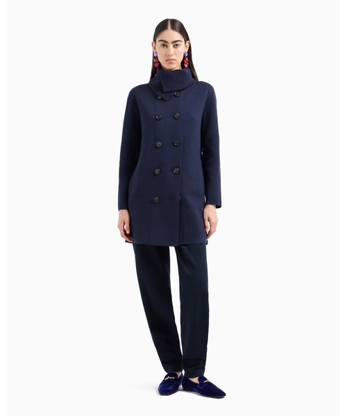 EMPORIO ARMANI（エンポリオアルマーニ）の「【エンポリオ アルマーニ】ダブルブレストコート バージンウール混紡ニット（ピーコート・レディース・ダークブルー・44/40/38/42/36）」の5枚目の写真