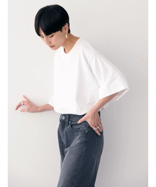 AMERICAN HOLIC(アメリカンホリック)の「接触冷感SZ5分袖カットプルオーバー(Tシャツ/カットソー・レディース・グリーン/オフホワイト/サックスブルー/チャコールグレー・L/M)」の13枚目の写真