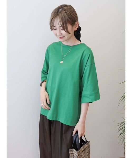AMERICAN HOLIC(アメリカンホリック)の「接触冷感SZ5分袖カットプルオーバー(Tシャツ/カットソー・レディース・グリーン/オフホワイト/サックスブルー/チャコールグレー・L/M)」の14枚目の写真