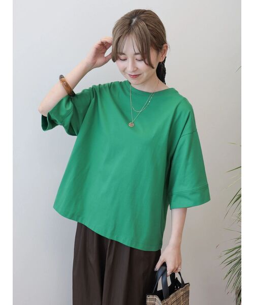 AMERICAN HOLIC(アメリカンホリック)の「接触冷感SZ5分袖カットプルオーバー(Tシャツ/カットソー・レディース・グリーン/オフホワイト/サックスブルー/チャコールグレー・L/M)」の15枚目の写真