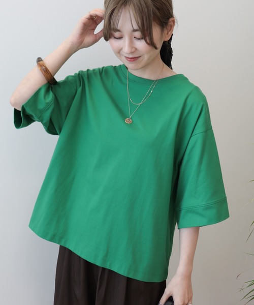 AMERICAN HOLIC(アメリカンホリック)の「接触冷感SZ5分袖カットプルオーバー(Tシャツ/カットソー・レディース・グリーン/オフホワイト/サックスブルー/チャコールグレー・L/M)」の3枚目の写真