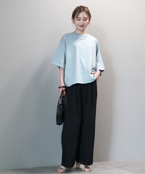 AMERICAN HOLIC(アメリカンホリック)の「接触冷感SZ5分袖カットプルオーバー(Tシャツ/カットソー・レディース・グリーン/オフホワイト/サックスブルー/チャコールグレー・L/M)」の8枚目の写真