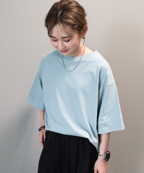 AMERICAN HOLIC(アメリカンホリック)の「接触冷感SZ5分袖カットプルオーバー(Tシャツ/カットソー・レディース・グリーン/オフホワイト/サックスブルー/チャコールグレー・L/M)」の7枚目の写真