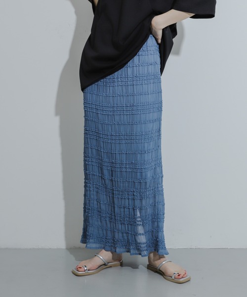 HEYUMM(ヘユム)の「アイラインフリルスカート(スカート・レディース・オフホワイト/ライトブルー/ブラック・ONE)」の3枚目の写真