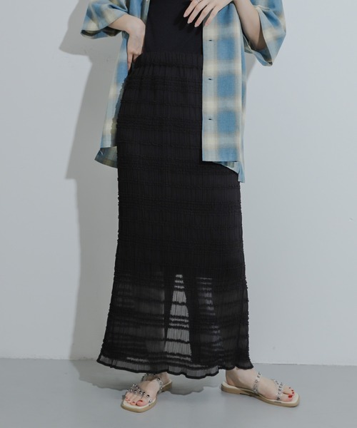 HEYUMM(ヘユム)の「アイラインフリルスカート(スカート・レディース・オフホワイト/ライトブルー/ブラック・ONE)」の21枚目の写真