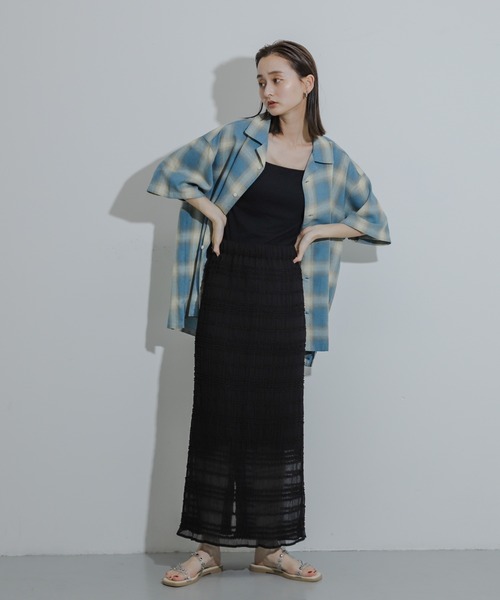 HEYUMM(ヘユム)の「アイラインフリルスカート(スカート・レディース・オフホワイト/ライトブルー/ブラック・ONE)」の20枚目の写真