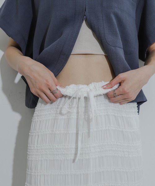 HEYUMM(ヘユム)の「アイラインフリルスカート(スカート・レディース・オフホワイト/ライトブルー/ブラック・ONE)」の16枚目の写真