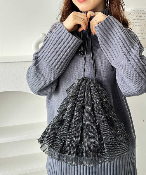 GeeRA（ジーラ）の「ラメシアーフリルバッグ（ハンドバッグ・レディース・ブラック/シルバー/ブラウン/レッド系その他・FREE）」の5枚目の写真